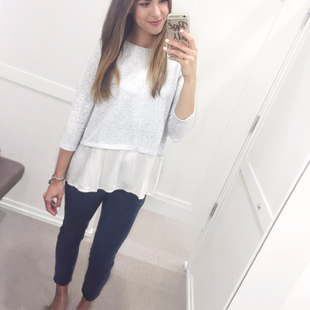 Loft Mixed Media Peplum Top